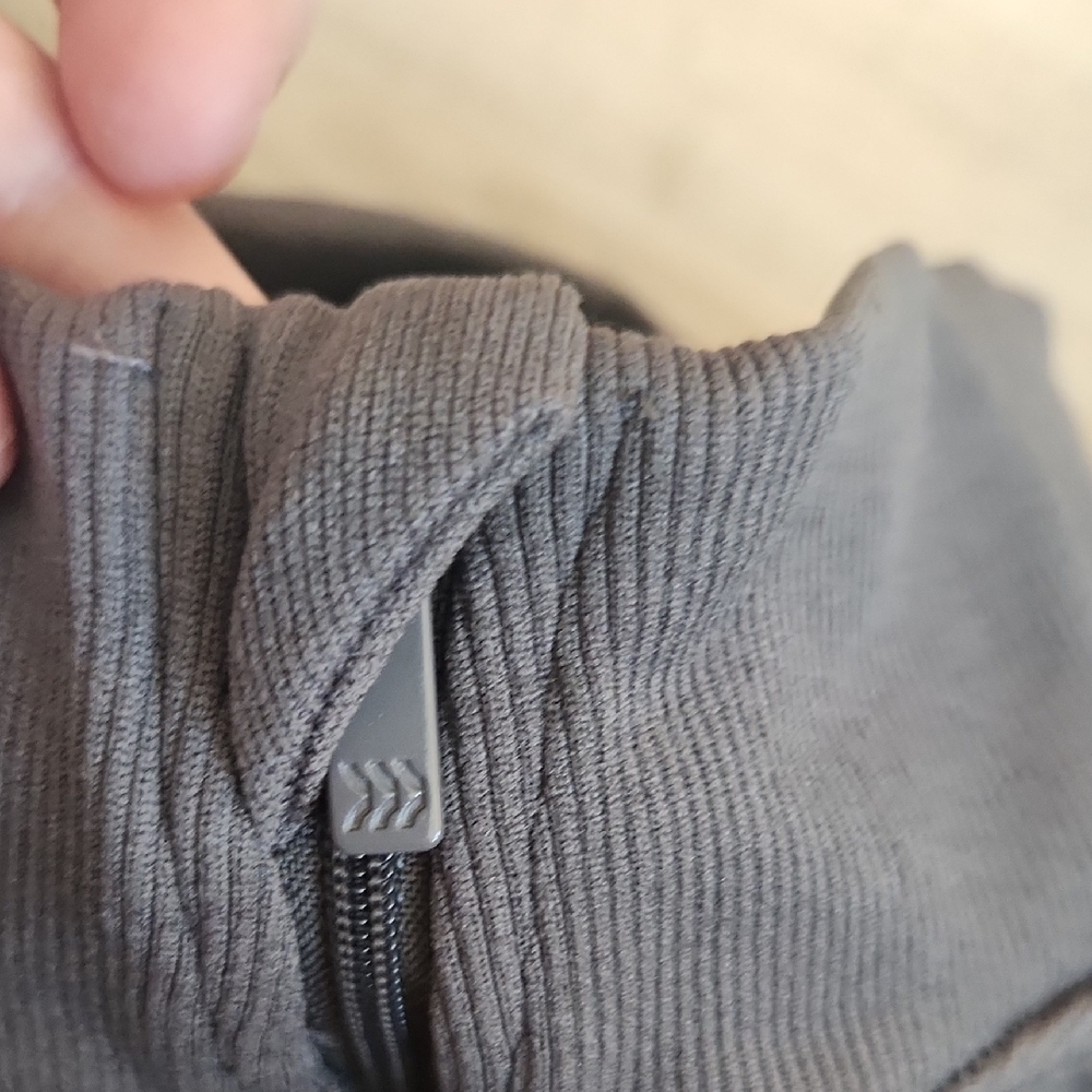 All In Motion | Compression Ribbed Charcoal Quarter-Zip Pullover - Picture 3 of 8